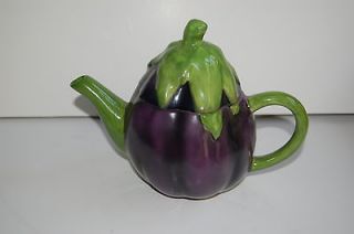 Teleflora Purple Eggplant Tea Pot Collectible Aubergine Tea Pot