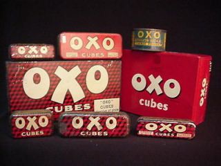 Vintage lot of 8 OXO CUBE TINS 1950s Nice
