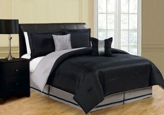 Piece Queen Nadia Reversible Comforter Set Black/Gray