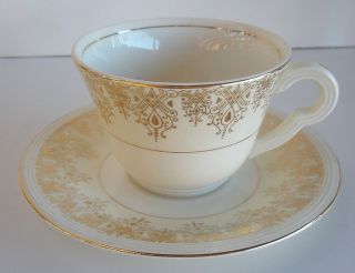 Edwin M. Knowles 22K Gold Deco Filigree Design Cream 1930s Cup and