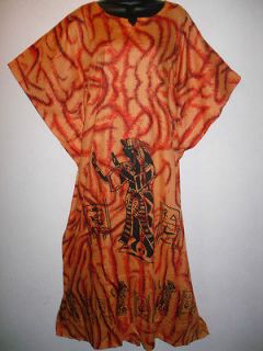 Orange Exotic Egyptian Africa QUEEN Caftan Long Dress fits L XL 1X 2X