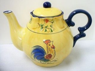Cracker Barrel Rooster Ceramic Teapot Yellow Chicken NIB