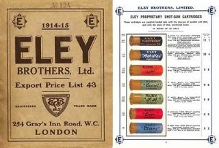 Eley 1914 15 Brothers Ltd. Ammunition Catalog