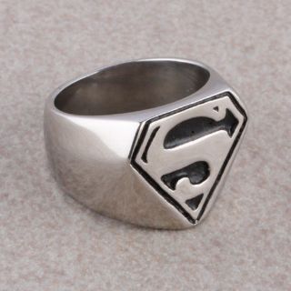 1PC Size9 12 Fashion Superman Mens Hero S Sign Stainless Steel Ring