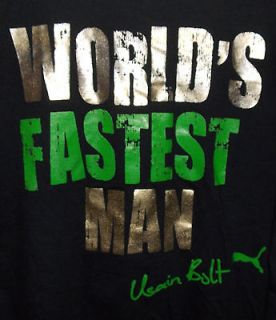 NEW USAIN Bolt Puma T shirt Large Jamaica London Olympics Worlds