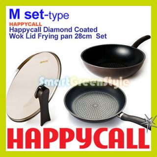Happycall chinese wok frying pan glass lid cookware set non stick