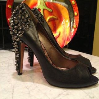 New Sam Edelman Lorissa Black Leather Spike Heel Pumps Size 6M Perfect