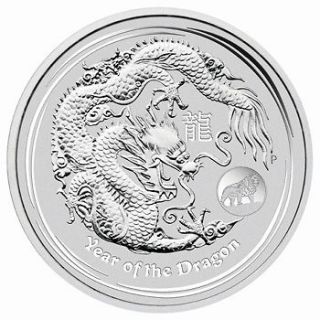 2012 Lunar Year of Dragon 1oz .999 Pure Silver Coin w/ Privy Lion Mark