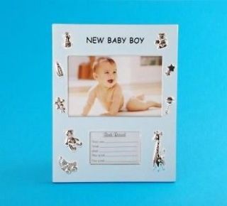 Newborn Baby Boys Birth Record Photo Frame/Nursery Gift   Blue New