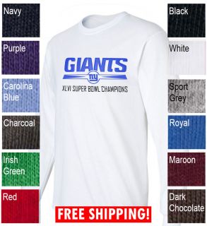 New York Giants Long Sleeve T shirt Super Bowl shirt Youth Adult sizes