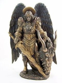 11 Tall Large Bronze Protector St Saint Michael Angel Police Statue