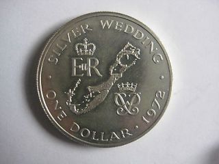 One Dollar,Silver Wedding,Bermud a Elizabeth II,1972  Top Coin