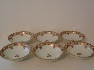 SET OF SIX NIPPON HAND PAINTED SMALL BOWLS LAVENDER AND GOLD FLORAL
