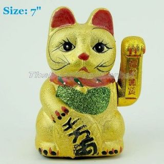 Chinese Japanese Feng Shui Lucky Cat Hand Waving Wealth Fortune 7 USA