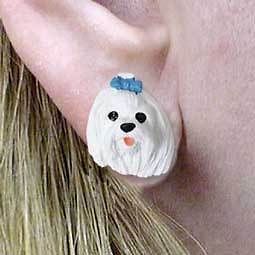 NEW* MALTESE Dog Head Post Earrings