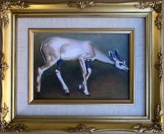 Framed Oil Painting Gorgeous Deer 9x11 in.