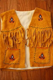 NATIVE AMERICAN BEADED LEATHER VEST TODDLER/CHILD 2T