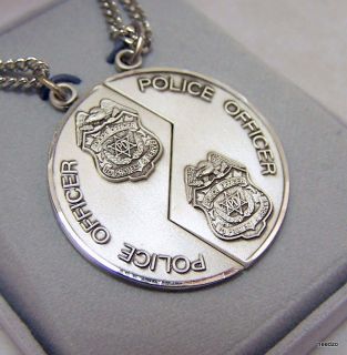 Mizpah Police Medal Sterling Silver Jewelry Necklace