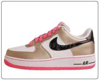 Nike Air Force 1 GS White Gold Pink Youth Girls Casual Shoes 314219