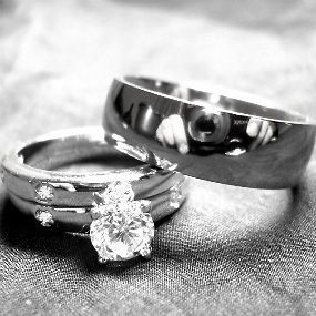 his and hers TITANIUM and STERLING SILVER wedding bridal matching