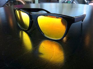 GOLD FIRE LENS & FLAT BLACK Frogskins Sunglasses super retro