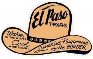 El Paso, TX Texas Vintage Looking 1950s Sticker Decal Luggage