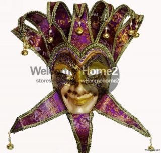 Jester Mask w/ Purple & Gold Finish for Men Halloween Masquerade Party