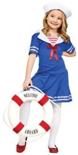 Girls Sailor Costume Navy Ship Captain Halloween Outfit Fancy Dress