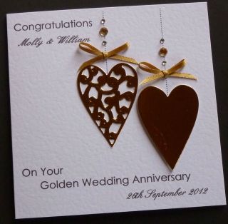 Handmade Personalised Golden / 50th Wedding Anniversary Card