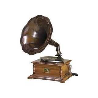 27 Working Gramophone With Antique finish Brass Horn
