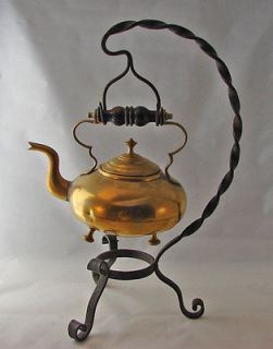 Antique Brass Toddy Kettle James Clews Birmingham On Wrought Iron