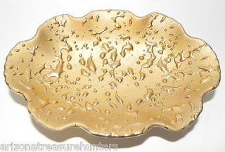 WEEPING BRIGHT GOLD Ruffle Tray hand Painted 22k gold 6 ½” X 4 ½