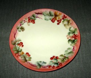 Hermann Ohme Silesia 6.75 inch Hand Painted Plate, Dark Pink Red Haws