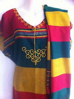 RASTA COLOUR ETHIOPIAN HANDMADE COFFEE DRESS