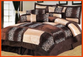 Pcs Micro Fur Leopard Patchwork Comforter Set Bed In A Bag King