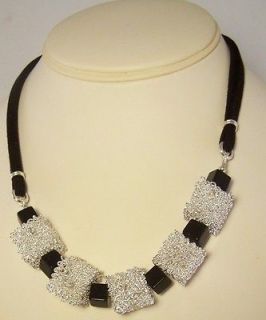 Marilyns Diamonds   silver plated wire and black onyx beaded necklace