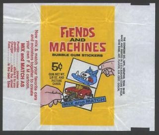 1970 DONRUSS FIENDS & MACHINES WRAPPER WACKY PACK TYPE ODD RODS GPK