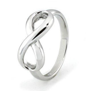 Modern Infinity CZ Ring Sterling Silver 925 Rhodium plated Band Gift