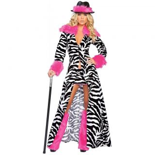 Zebra Pimp Adult Womens Sexy Pimpette Ho Halloween Costume Std/Plus