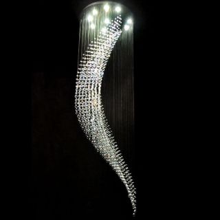 Platinum Wave Crystal Pendant Lamp Ceiling Light Rain Drop Chandelier