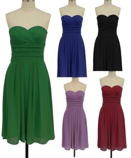 PLEATED WAIST PADDED COCKTAIL BRIDESMAID WEDDING PARTY FORMAL DRESS S