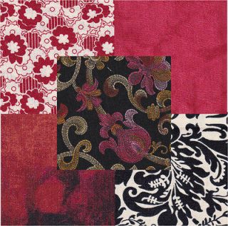 peice Red Black Floral Demask / quilt fabric fat quarter bundle