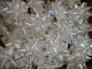 CASE OF 25 WHITE IRREDESCENT PEEL AND STICK BOWS NEW PREMADE 4