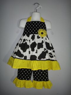 Bright yellow and black polka dot pageant casual wear outfit.3/4T Slim