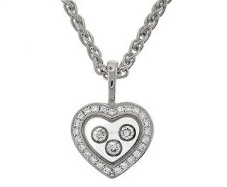 Chopard 18K Gold Happy Diamond Heart Pendant Necklace 794502 1001 100%