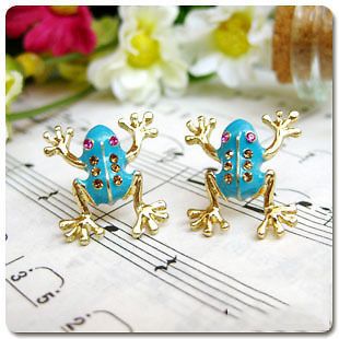 Korean Style Cute Vintage Retro Wind Gold Tone Frog Ear Stud Earring