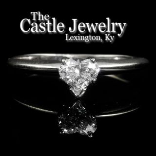 Heart Shape Diamond Tiffany Mount Solitaire Engagement Ring 14k WG .49