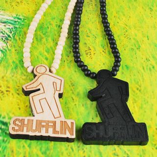 LMFAO Shufflin SHUFFLIN Pendant Wood Necklaces Beaded Chain Rosary