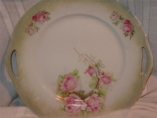 PK Silesia 10 Handled Plate Floral Design Pink Roses