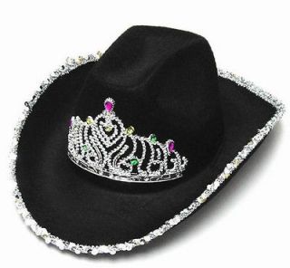 VELVET BLACK COWBOY HAT W TIARA cowgirl western wear pageant hats
